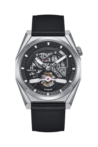 Montre automatique en cuir Amadeus - Heritor Automatic - Noir - Silver/Black