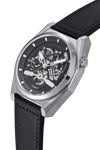 Montre automatique en cuir Amadeus - Heritor Automatic - Noir - Silver/Black