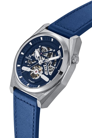 Montre automatique en cuir Amadeus - Heritor Automatic - Bleu - Silver/Blue
