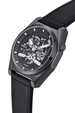 Montre automatique en cuir Amadeus - Heritor Automatic - Noir - Black