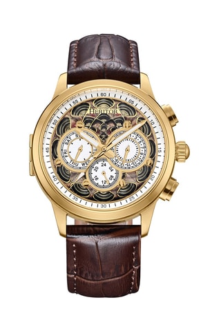 Montre automatique en cuir Apostle -  Marron et doré