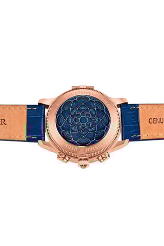 Montre automatique en cuir Apostle - Bleu et doré rose