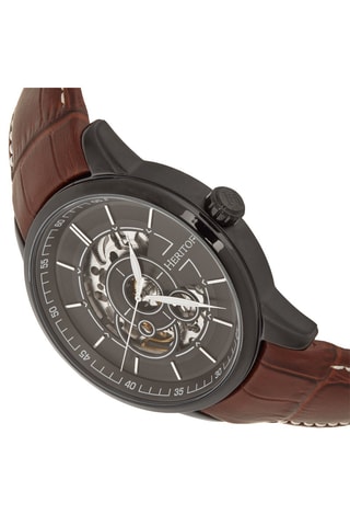 Montre automatique en cuir Davies - Marron et noir