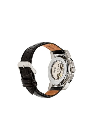 Montre automatique en cuir Philippe - Noir et argenté - Reign