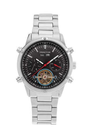 Montre automatique en acier Wilhelm - Argenté et noir