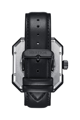 Montre squelette automatique japonaise en cuir Noir