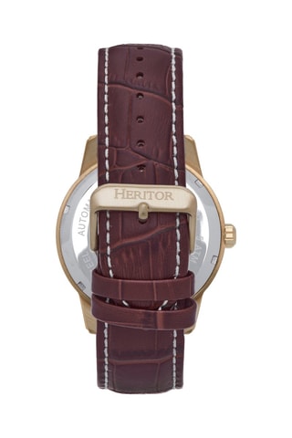 Montre automatique en cuir Davies - Marron et blanc