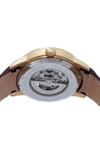 Montre automatique en cuir Davies - Marron et blanc