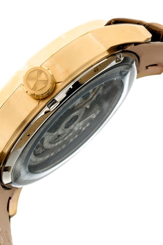 Montre automatique en cuir Ryder - Marron et doré