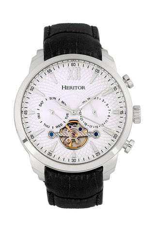 Montre automatique en cuir  -  Noir et blanc