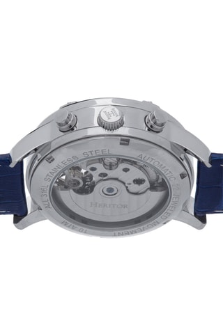 Montre automatique en cuir Wilhelm - Bleu et blanc