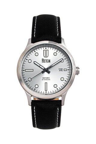 Montre automatique en cuir Reign Henry  - Noir et argenté