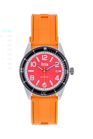 Montre automatique en caoutchouc et rubis  - Orange et argenté