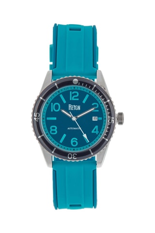 Montre automatique en caoutchouc et rubis  - Turquoise et argenté