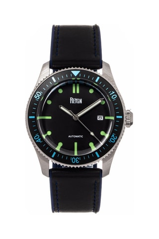Montre automatique en cuir Elijah - Noir et argenté