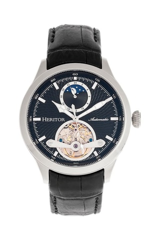 Montre automatique en cuir Gregory - Chronographe - Noir et argenté