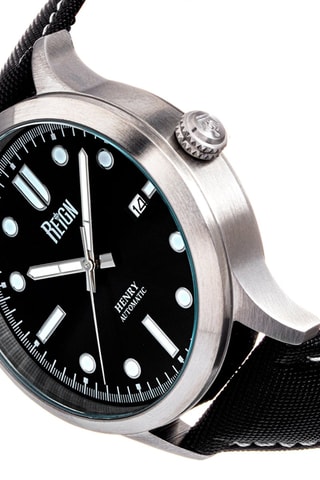 Montre automatique en cuir Reign Henry  - Noir
