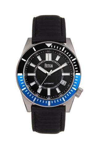 Montre automatique en cuir Francis  - Noir et bleu canard