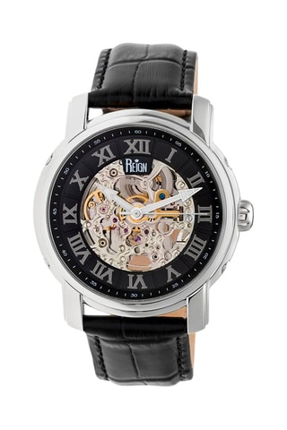 Montre automatique en cuir Kahn  -  Noir et argenté