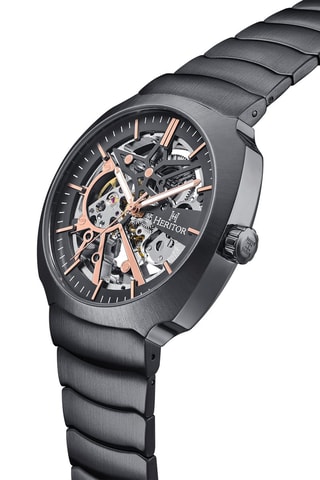 Montre automatique en acier Magnus - Noir et doré rose