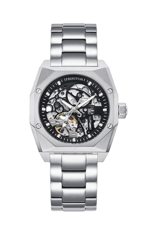 Montre automatique en cuir Elliott - Argenté et noir