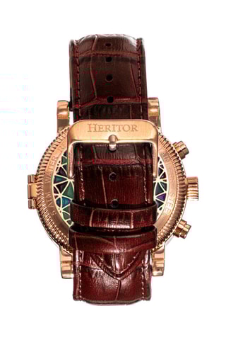 Montre automatique en cuir Legacy  - Bordeaux et doré rose