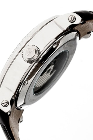 Montre automatique en cuir Aries - Noir et argenté