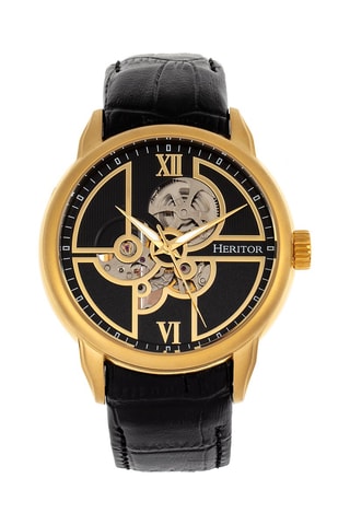 Montre automatique en cuir - Doré et noir
