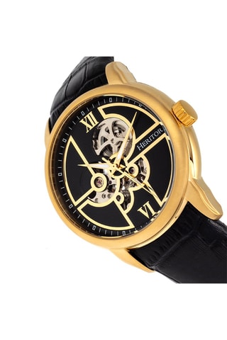 Montre automatique en cuir - Doré et noir