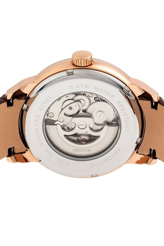 Montre automatique en cuir - Doré rose et marron