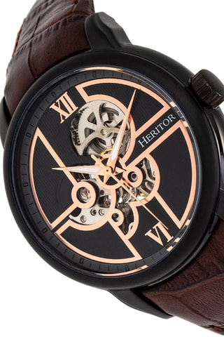 Montre automatique en cuir Sandford - Marron et noir