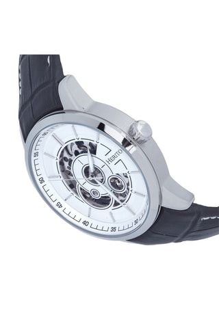 Montre automatique en cuir Davies - Noir et blanc