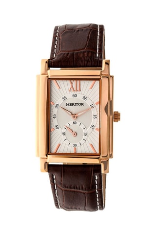 Montre automatique en cuir Frederick  - Chronographe - Marron et doré rose
