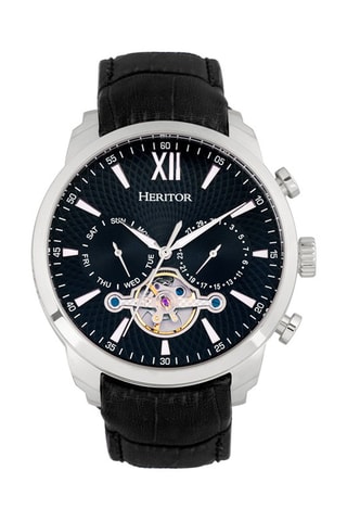 Montre automatique en cuir Arthur - Chronographe - Noir et argenté