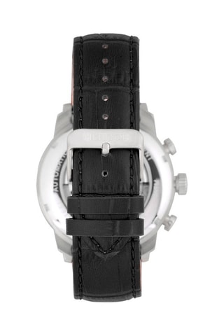 Montre automatique en cuir Arthur - Chronographe - Noir et argenté