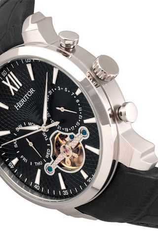 Montre automatique en cuir Arthur - Chronographe - Noir et argenté