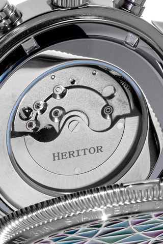Montre automatique en cuir Legacy - Bleu marine et argenté