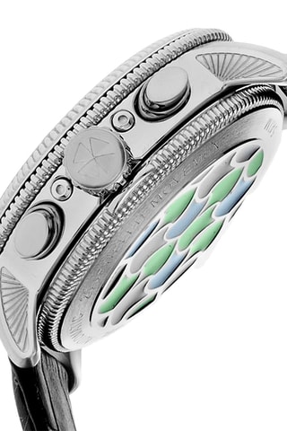 Montre automatique en cuir Aura - Noir et argenté