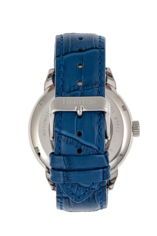 Montre automatique en cuir - Argenté et bleu