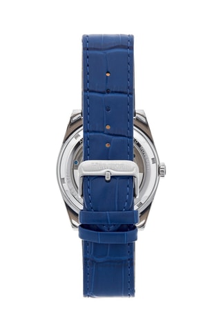 Montre automatique en cuir Daxton -  Bleu et argenté