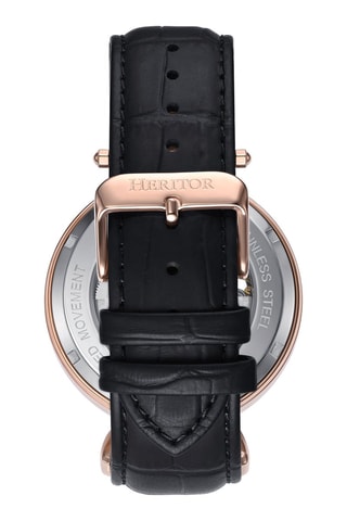 Montre automatique en cuir Lincoln - Noir et doré rose