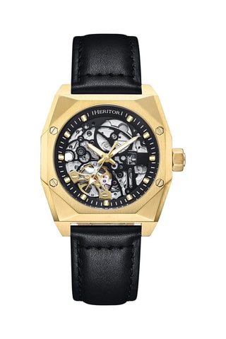Montre automatique en cuir Elliott - Noir et doré  