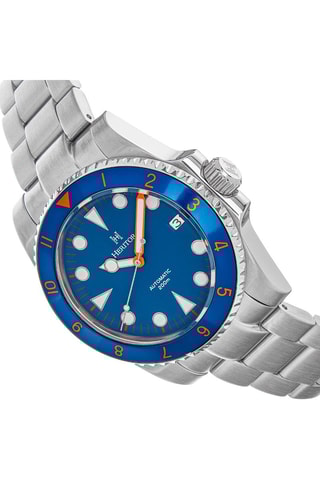 Montre automatique en acier - Argenté et bleu marine