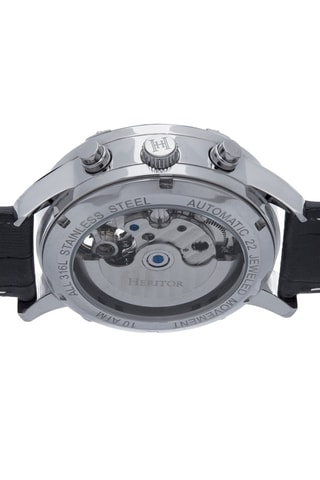 Montre automatique en cuir Wilhelm - Noir et argenté