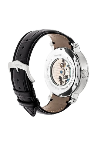 Montre automatique en cuir Aries -  Noir et argenté