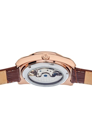 Montre automatique en cuir Daxton  -  Marron et doré rose