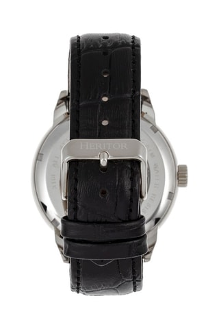Montre automatique en cuir Sandford - Noir et argenté