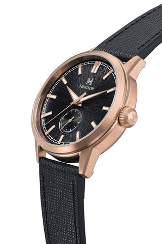 Montre automatique en cuir Argento - Noir et doré rose