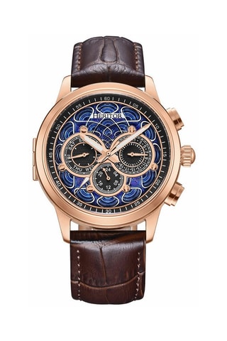 Montre automatique en cuir Apostle - Marron et doré rose