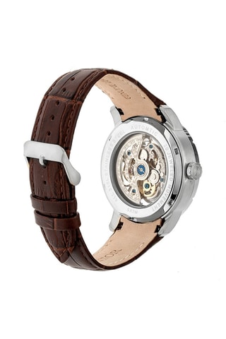 Montre automatique en cuir Ryder Marron et argenté